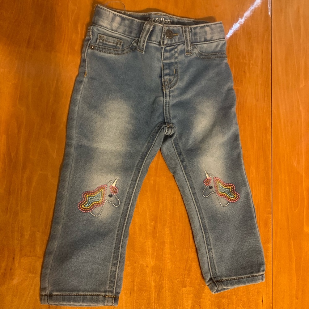 Cat and jack baby jeans with unicorn knees 18m
